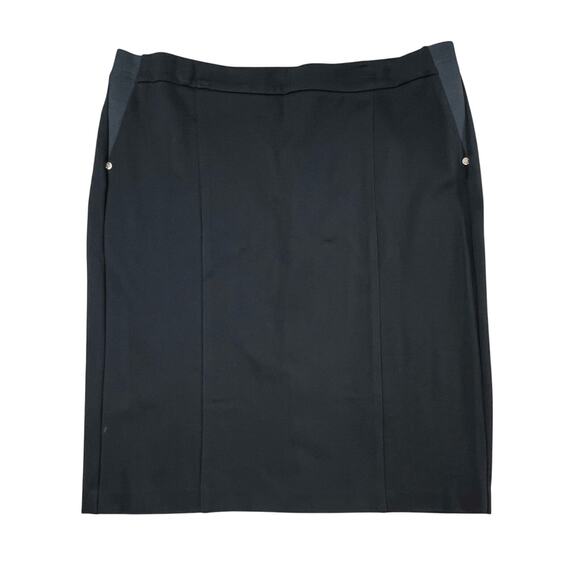Anne Klein Black Ponte Knit Elastic Wedge Waist Straight Skirt sz XL - Picture 1 of 9
